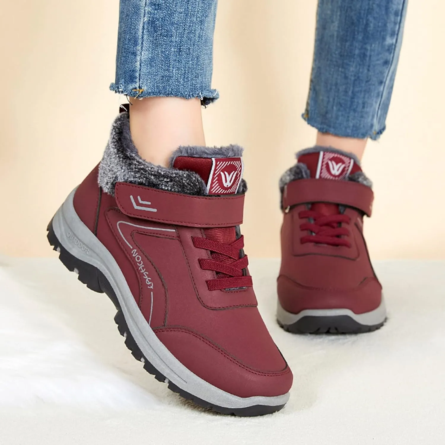 Mens Work Boots Wide Width Hiking Sneakers Fur Lined Ankle Boot Women Safety Toe Shoes Comfortable Slip On Platform Shoes Lightweight Comfortable Hike Grounded Footwear