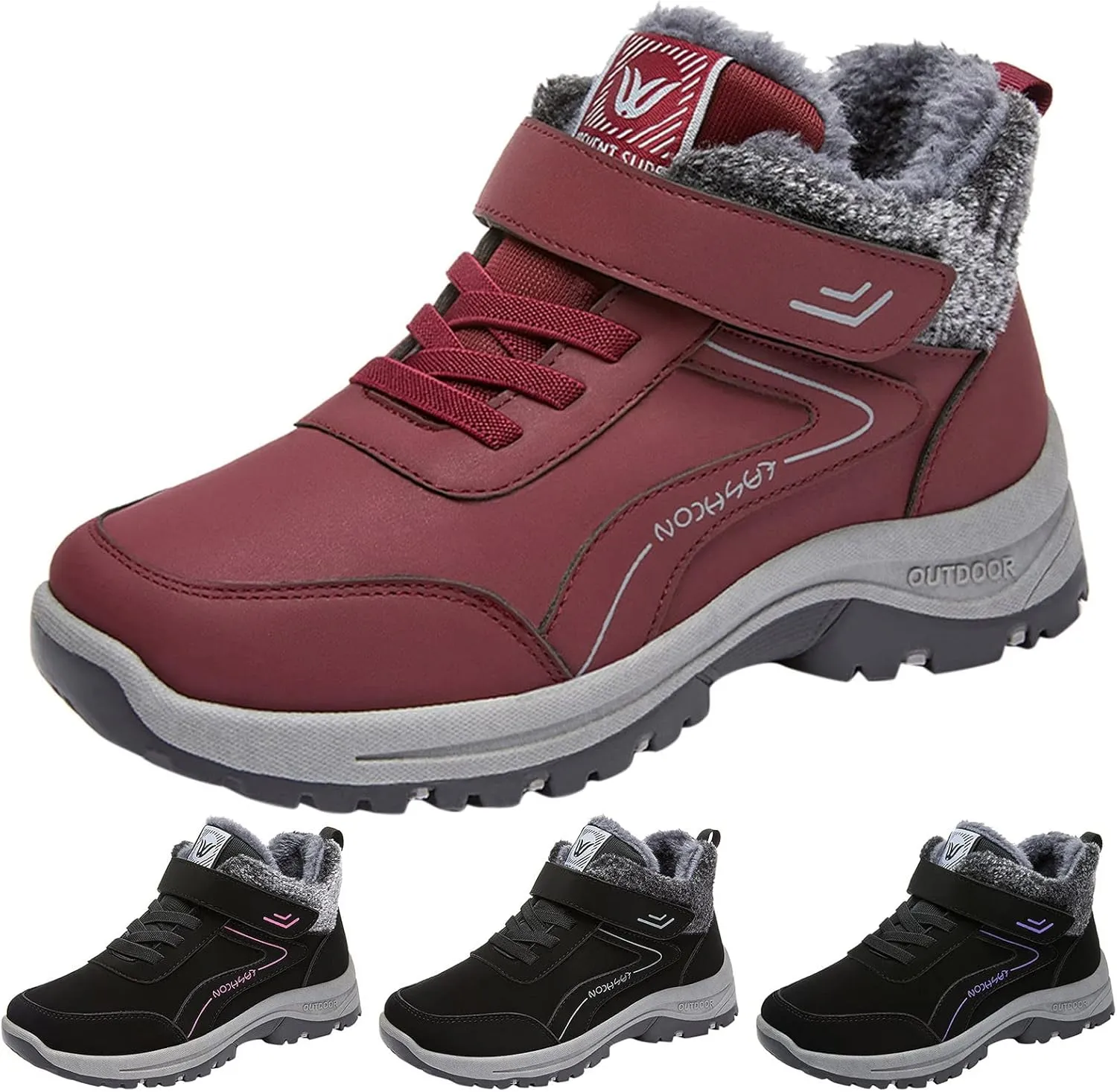 Mens Work Boots Wide Width Hiking Sneakers Fur Lined Ankle Boot Women Safety Toe Shoes Comfortable Slip On Platform Shoes Lightweight Comfortable Hike Grounded Footwear