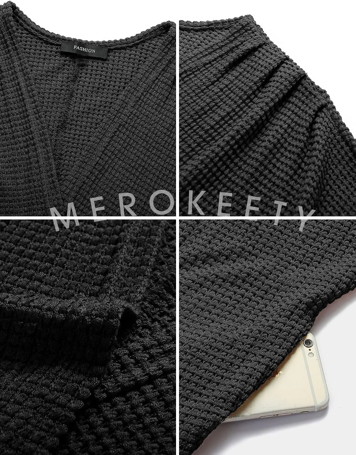 MEROKEETY Women's 2025 Fall Waffle Knit Batwing Long Sleeve Cardigan Loose Open Front Sweater Coat