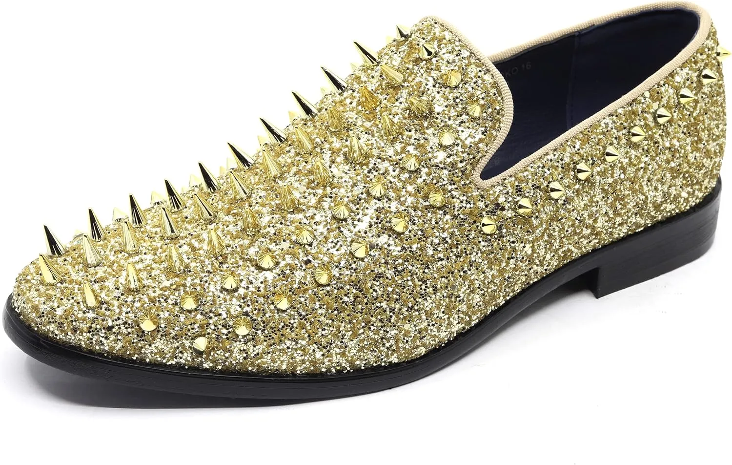 Metrocharm Men's Fashion Sparkly Smoking Spike Sequin Dress Tuxedo Loafers Slip On Shoes SM-16