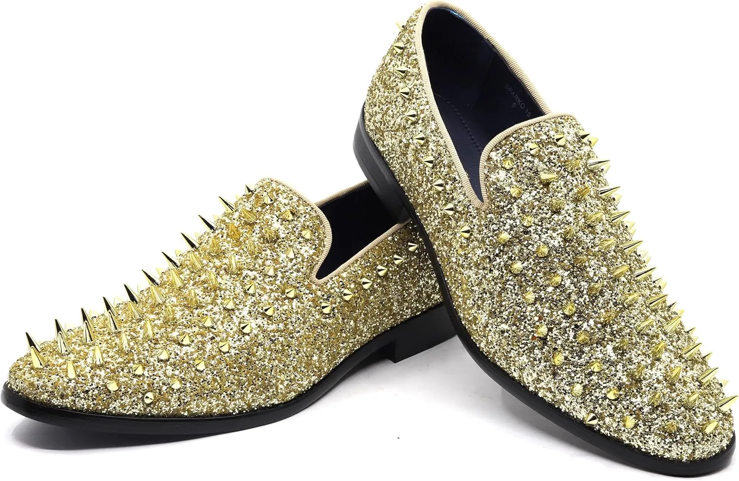 Metrocharm Men's Fashion Sparkly Smoking Spike Sequin Dress Tuxedo Loafers Slip On Shoes SM-16