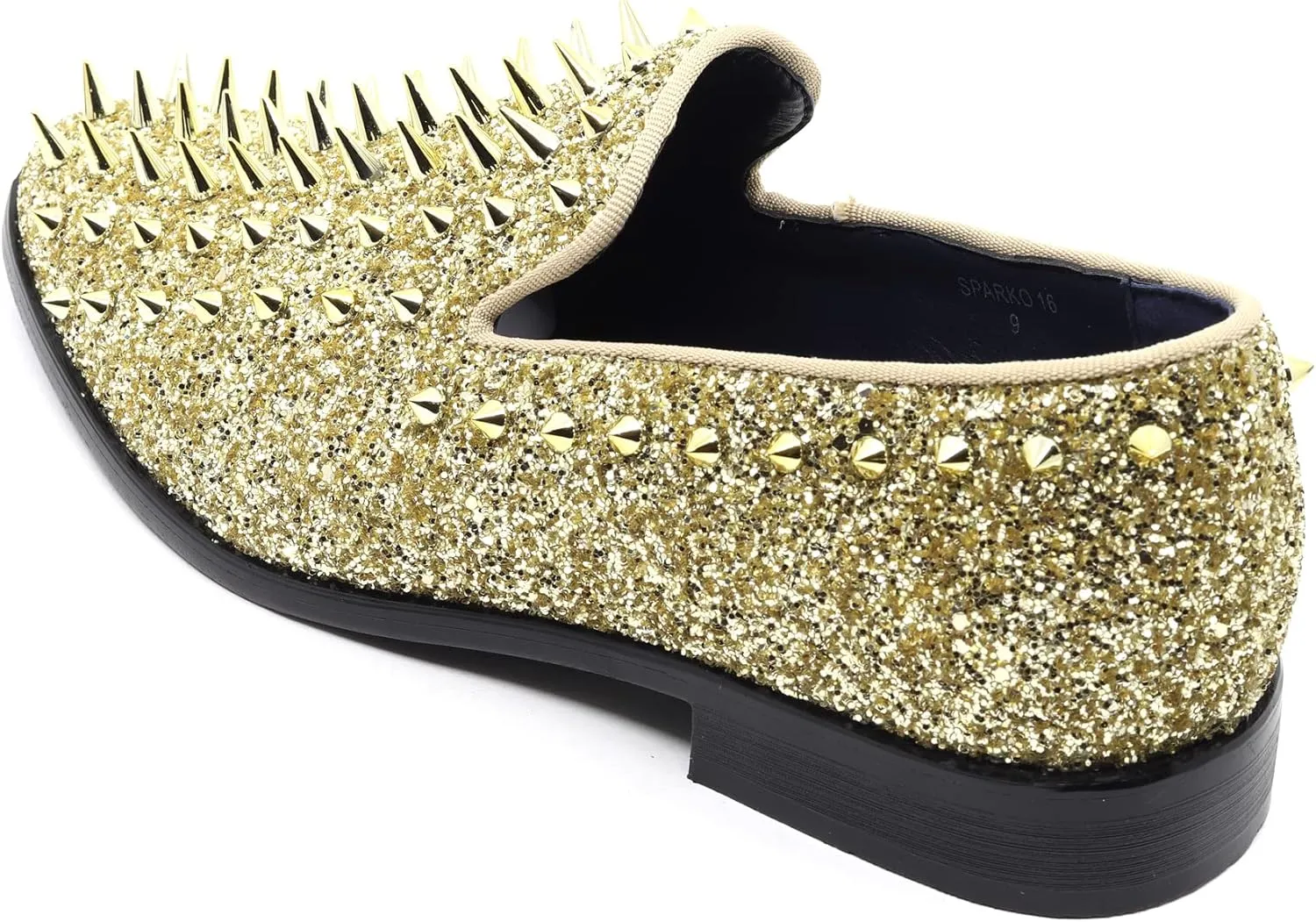 Metrocharm Men's Fashion Sparkly Smoking Spike Sequin Dress Tuxedo Loafers Slip On Shoes SM-16
