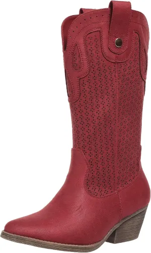 Mid Calf Cowboy Boots for Women Chunky Block Heel Women’s Pointed Toe Casual Comfortable Boot Low Heel Trendy Stylish Boot