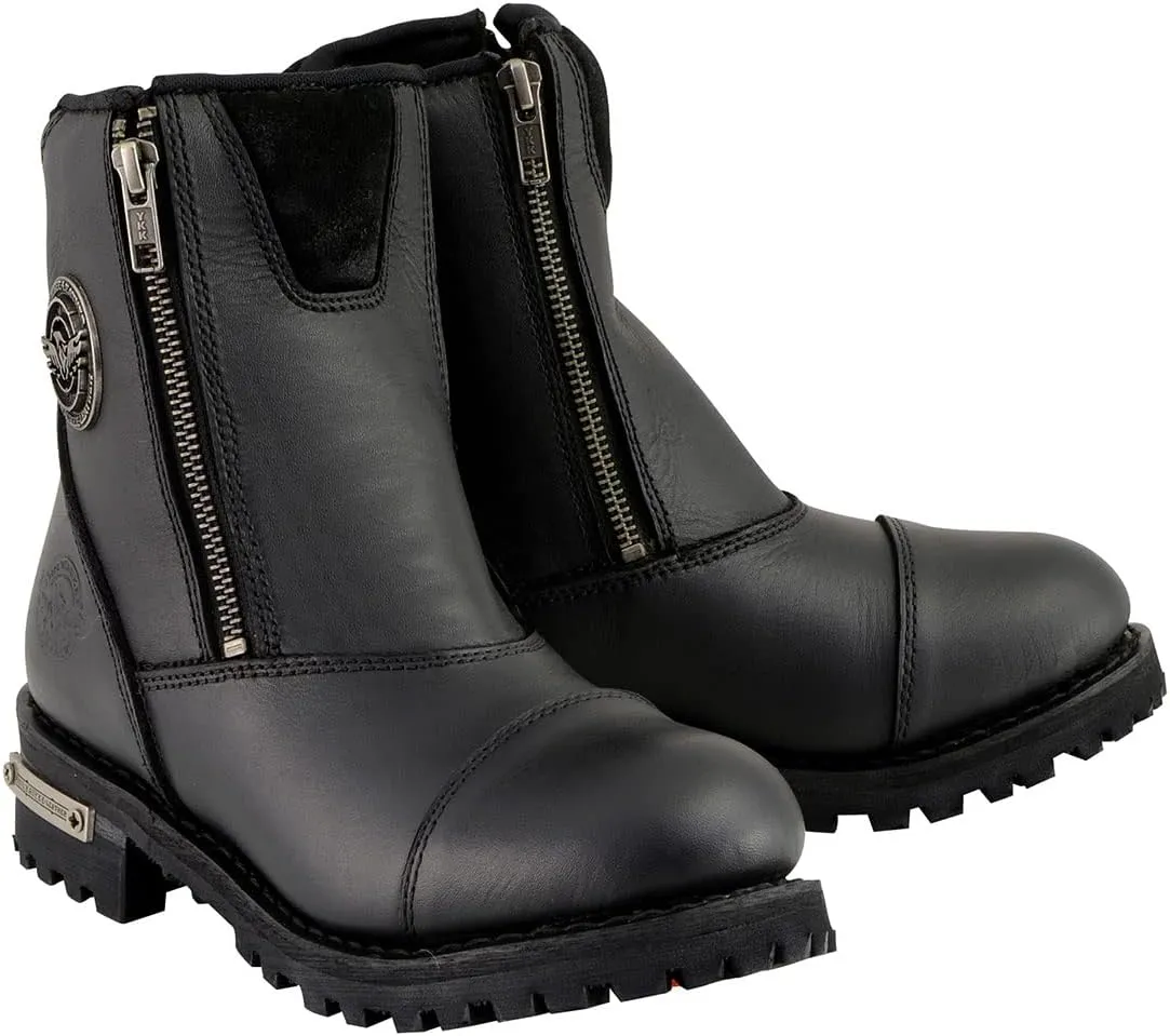 Milwaukee Leather Men's Black Smooth Plain Motorcycle Leather Boots - 8.5