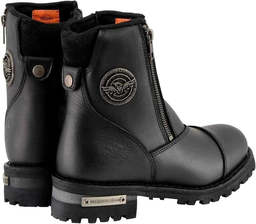 Milwaukee Leather Men's Black Smooth Plain Motorcycle Leather Boots - 8.5