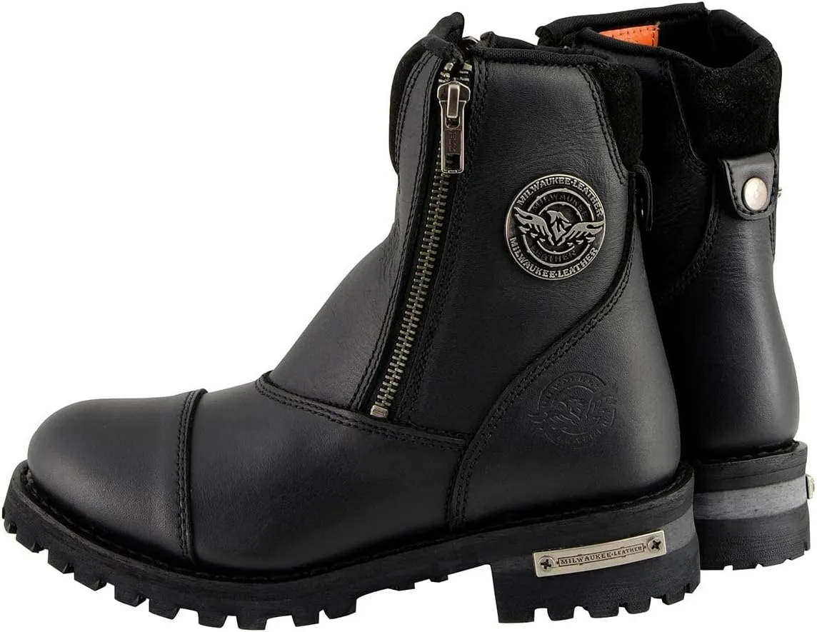 Milwaukee Leather Men's Black Smooth Plain Motorcycle Leather Boots - 8.5