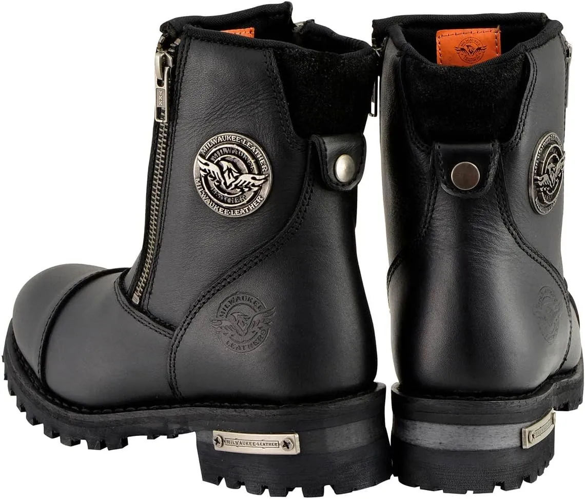 Milwaukee Leather Men's Black Smooth Plain Motorcycle Leather Boots - 8.5