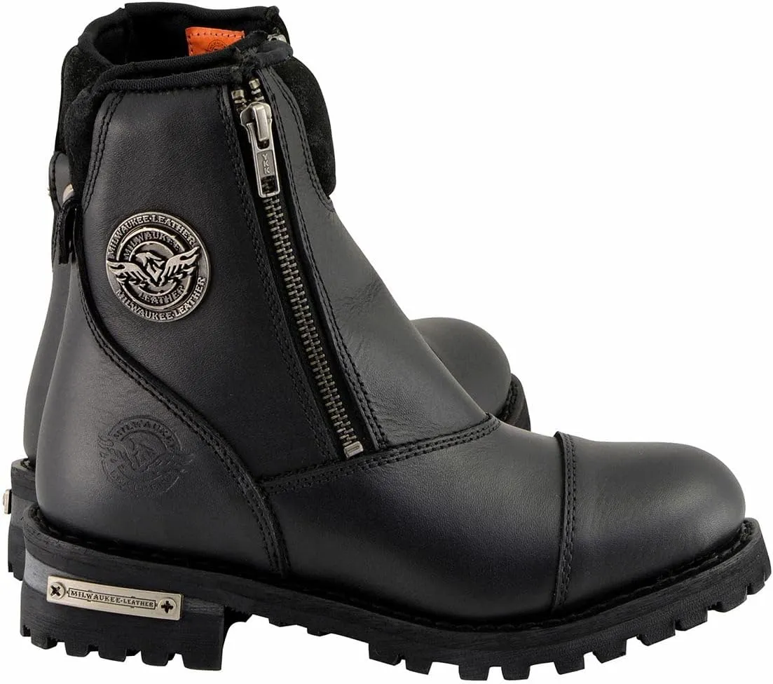 Milwaukee Leather Men's Black Smooth Plain Motorcycle Leather Boots - 8.5
