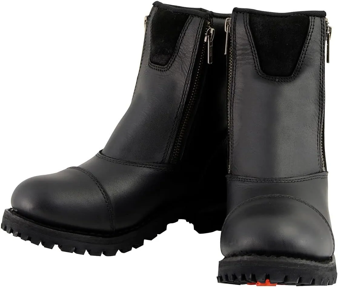 Milwaukee Leather Men's Black Smooth Plain Motorcycle Leather Boots - 8.5