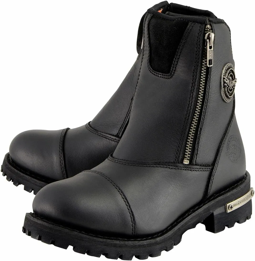 Milwaukee Leather Men's Black Smooth Plain Motorcycle Leather Boots - 8.5
