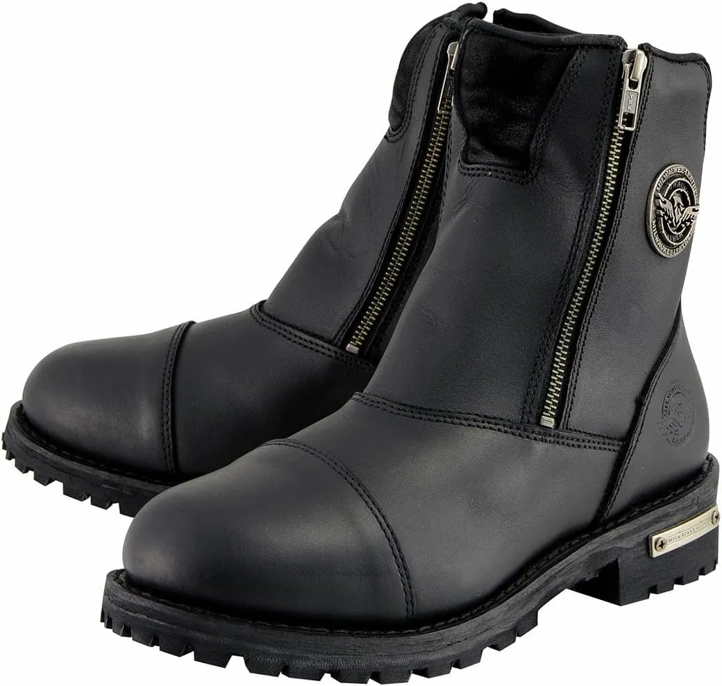 Milwaukee Leather Women's Black Premium Leather Double Sided Zipper Motorcycle Riding Boots MBL202