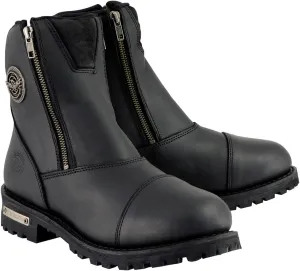 Milwaukee Leather Women's Black Premium Leather Double Sided Zipper Motorcycle Riding Boots MBL202