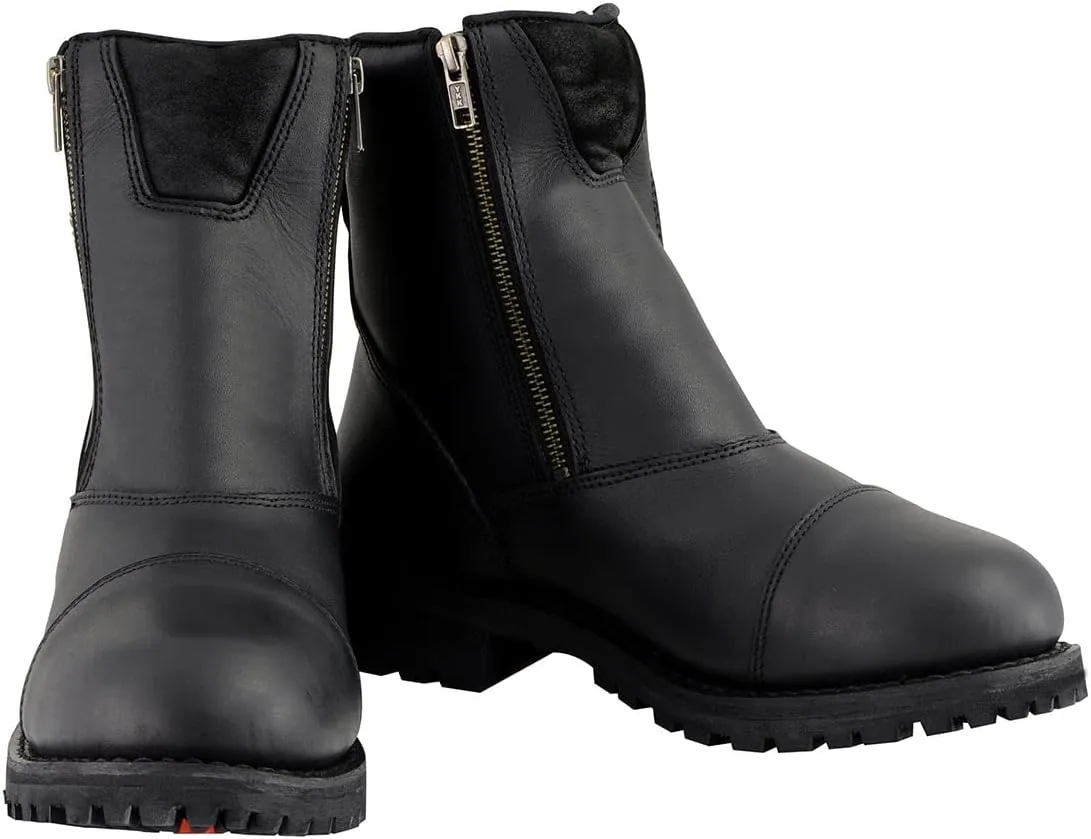 Milwaukee Leather Women's Black Premium Leather Double Sided Zipper Motorcycle Riding Boots MBL202