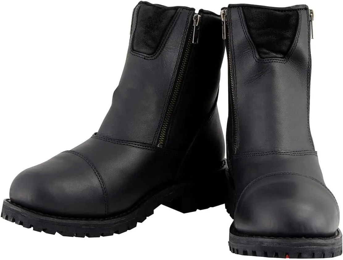 Milwaukee Leather Women's Black Premium Leather Double Sided Zipper Motorcycle Riding Boots MBL202