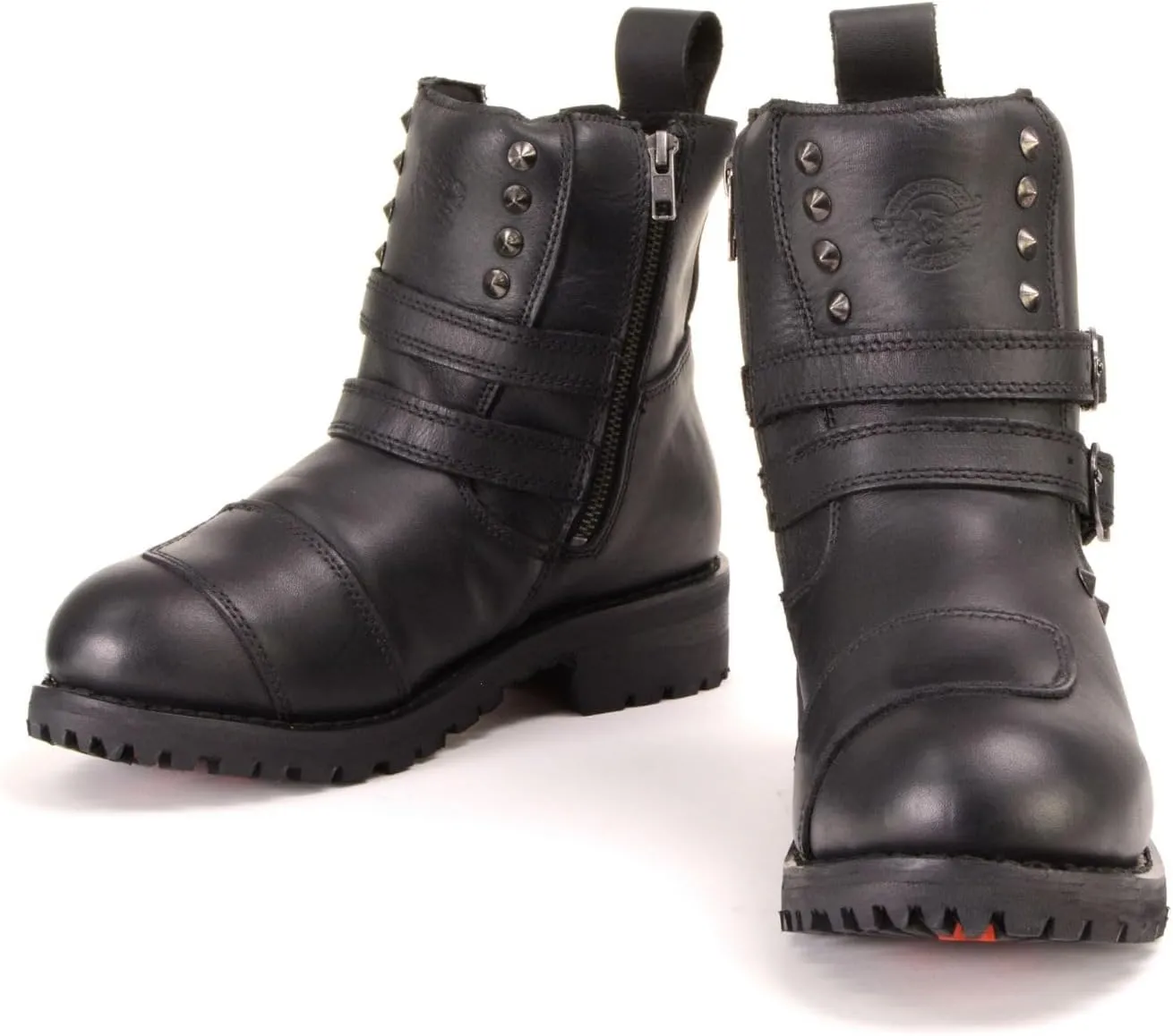 Milwaukee Leather Women's Premium Black Leather Double Strap Motorcycle Riding Boots MBL9307-6.5