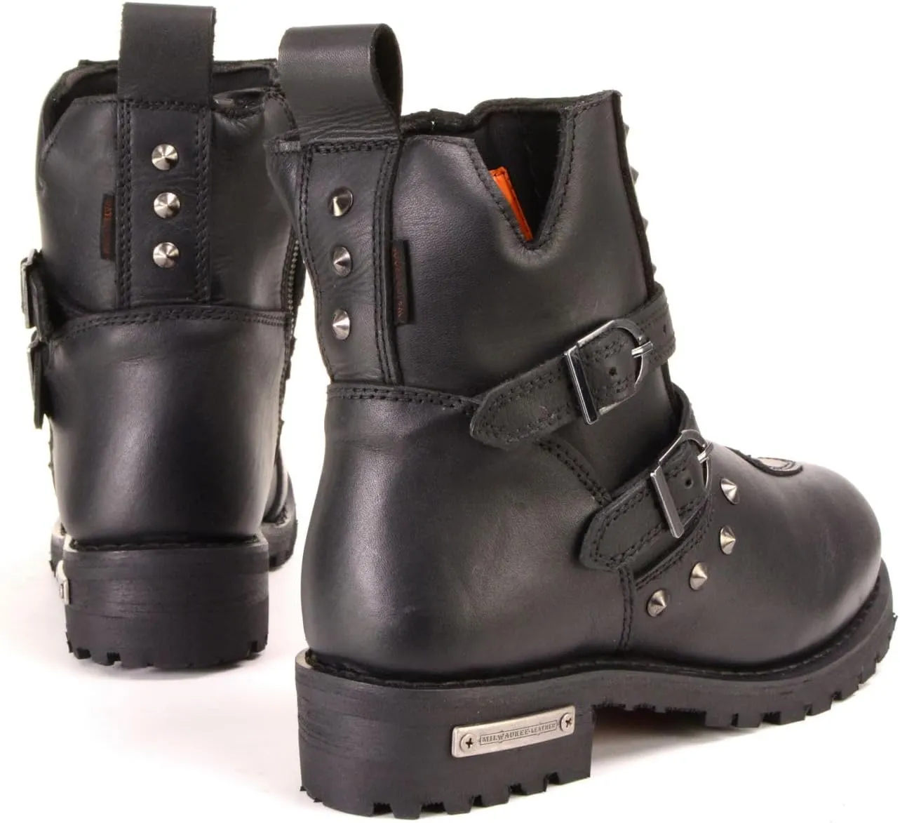 Milwaukee Leather Women's Premium Black Leather Double Strap Motorcycle Riding Boots MBL9307-6.5