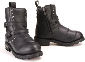 Milwaukee Leather Women's Premium Black Leather Double Strap Motorcycle Riding Boots MBL9307-6.5