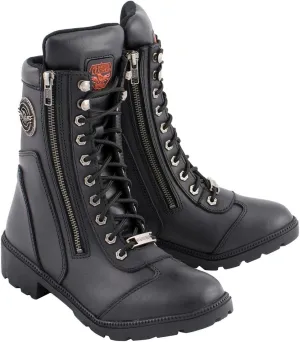 Milwaukee Leather Women's Premium Leather Lace-Up Motorcycle Rider Boots Collection MBL - 9.5