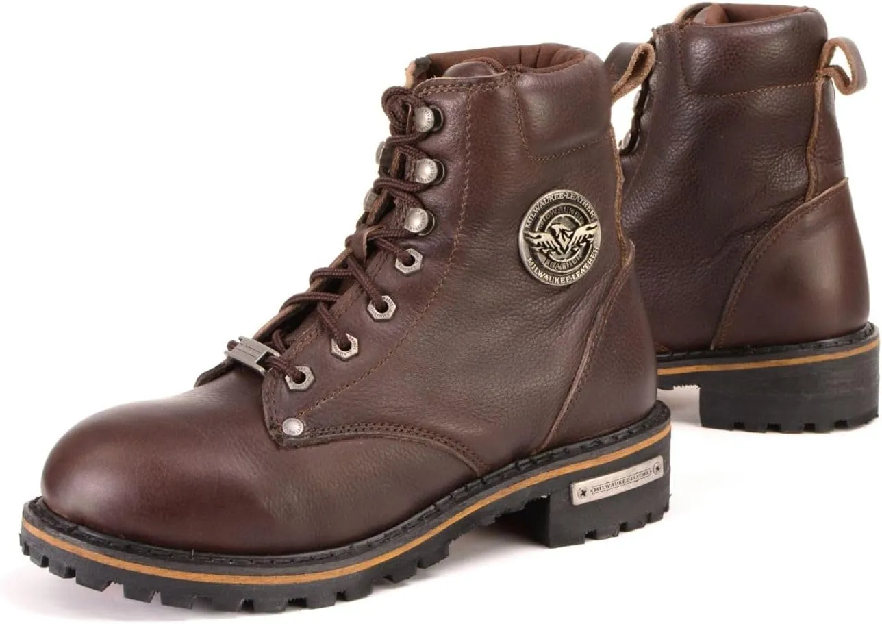 Milwaukee Leather Women's Premium Leather Lace-Up Motorcycle Rider Boots Collection MBL - 9.5