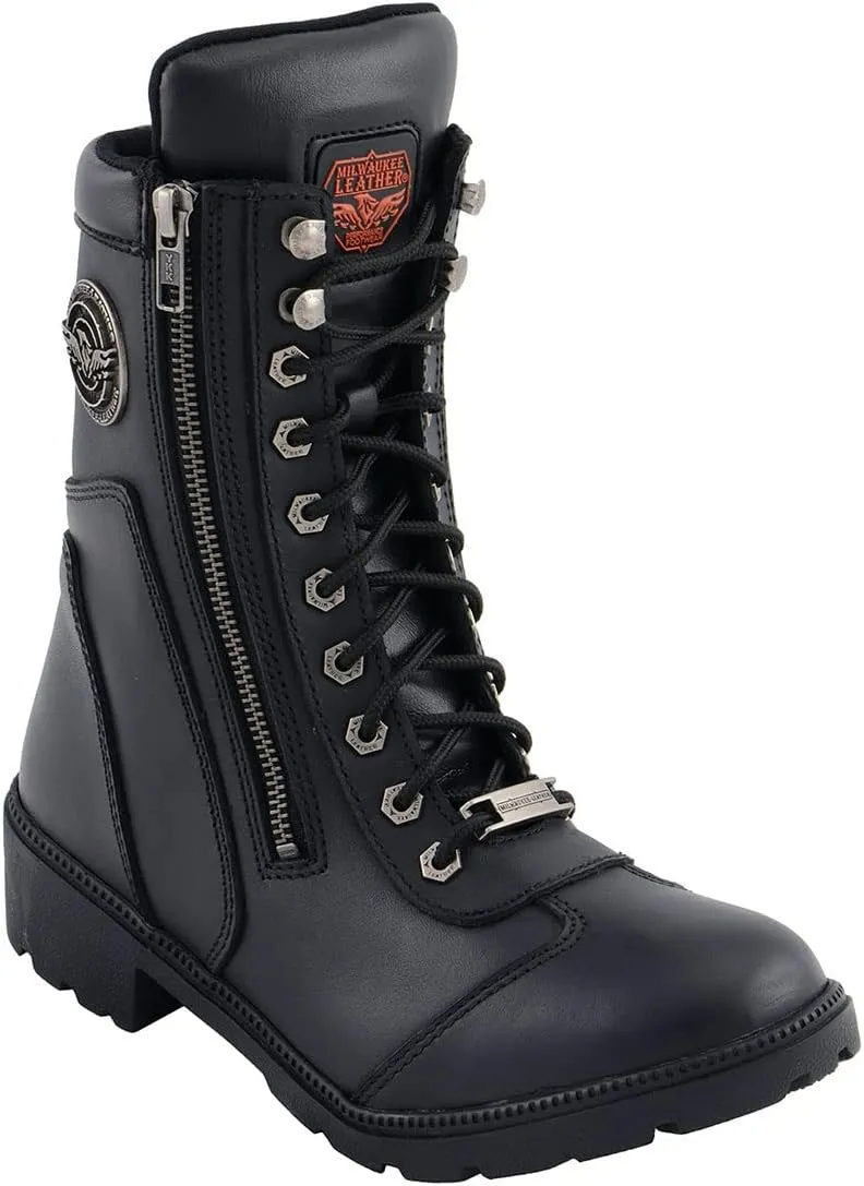Milwaukee Leather Women's Premium Leather Lace-Up Motorcycle Rider Boots Collection MBL - 9.5