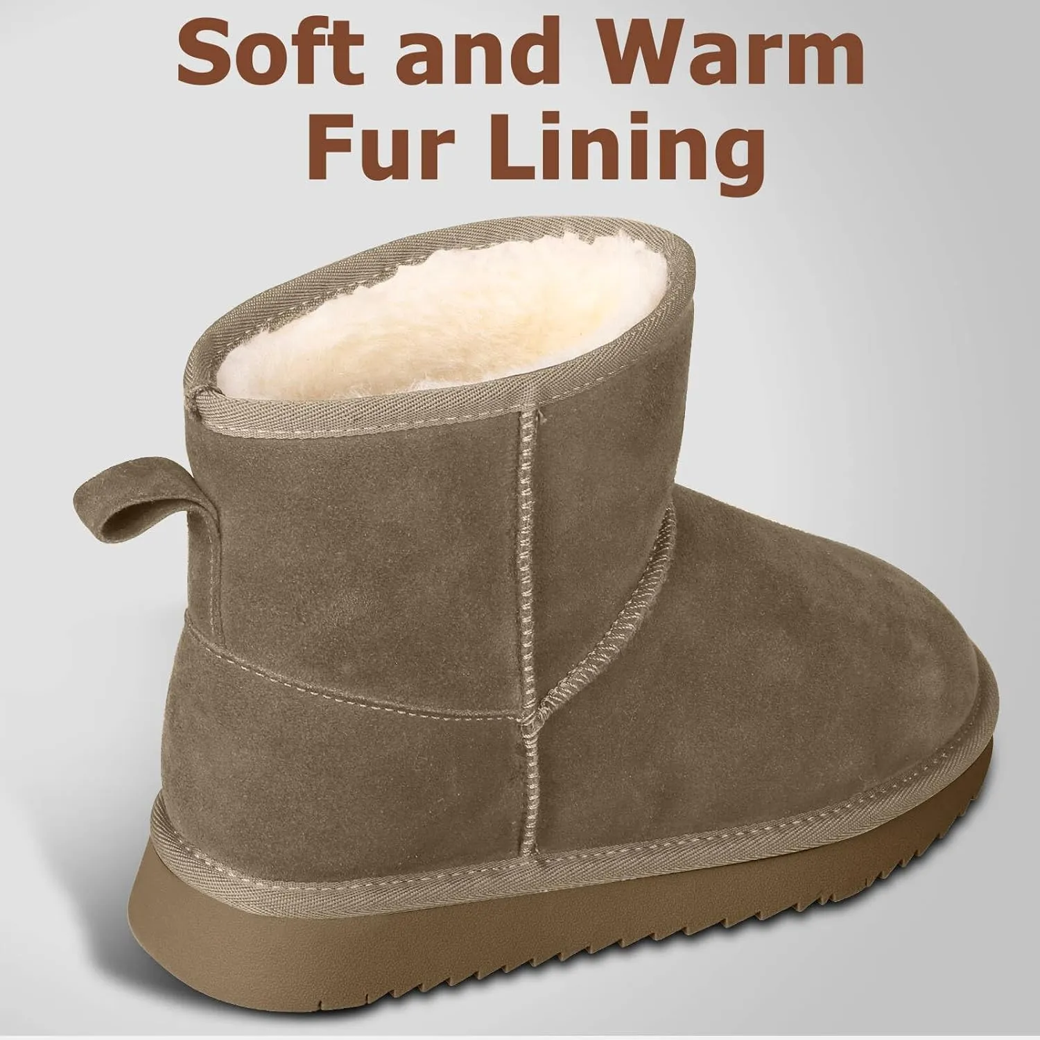 Mini Snow Boots for Women Ankle Boots Winter Slippers Boots Fur Lined Non-slip Lightweight Comfortable Stay Warm