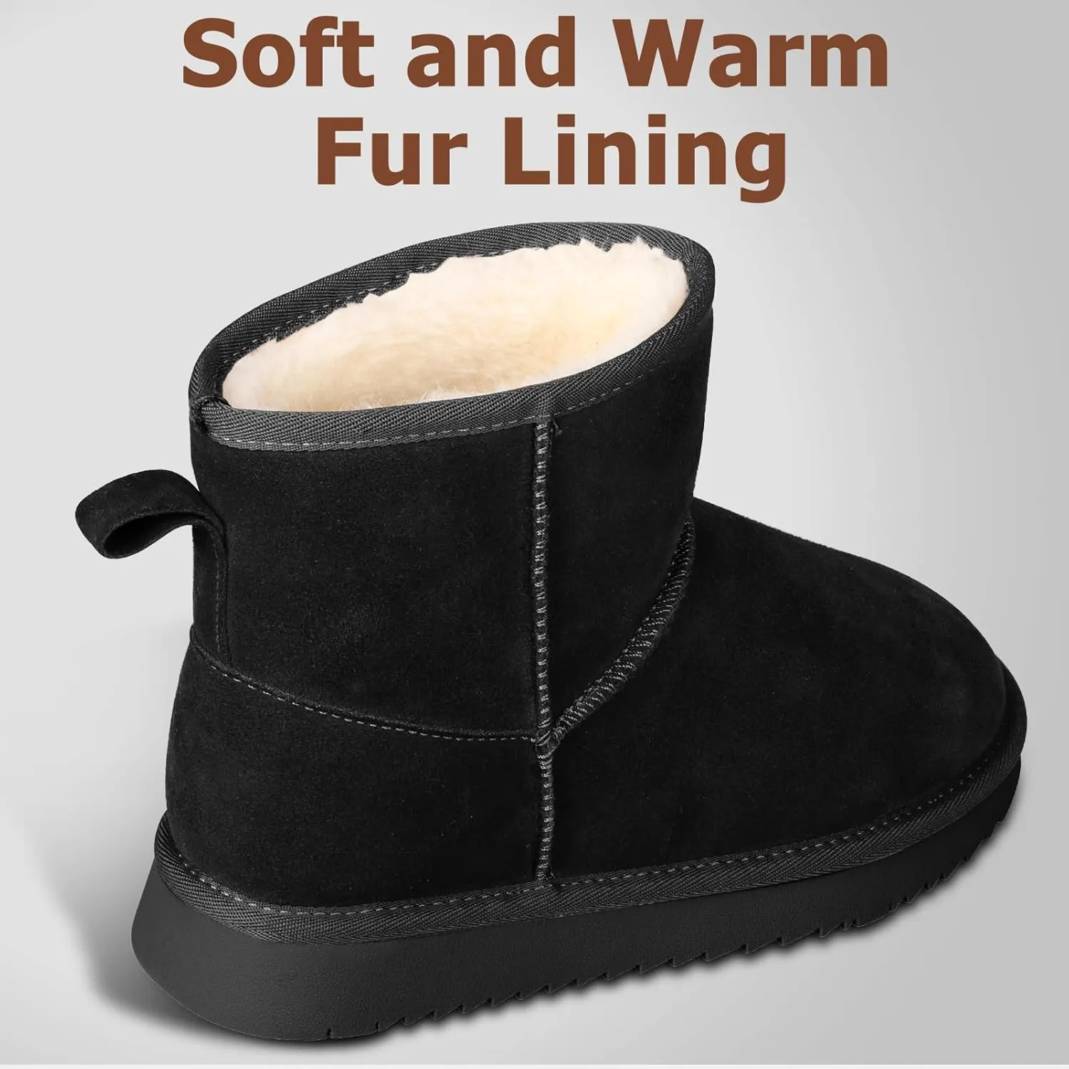 Mini Snow Boots for Women Ankle Boots Winter Slippers Boots Fur Lined Non-slip Lightweight Comfortable Stay Warm