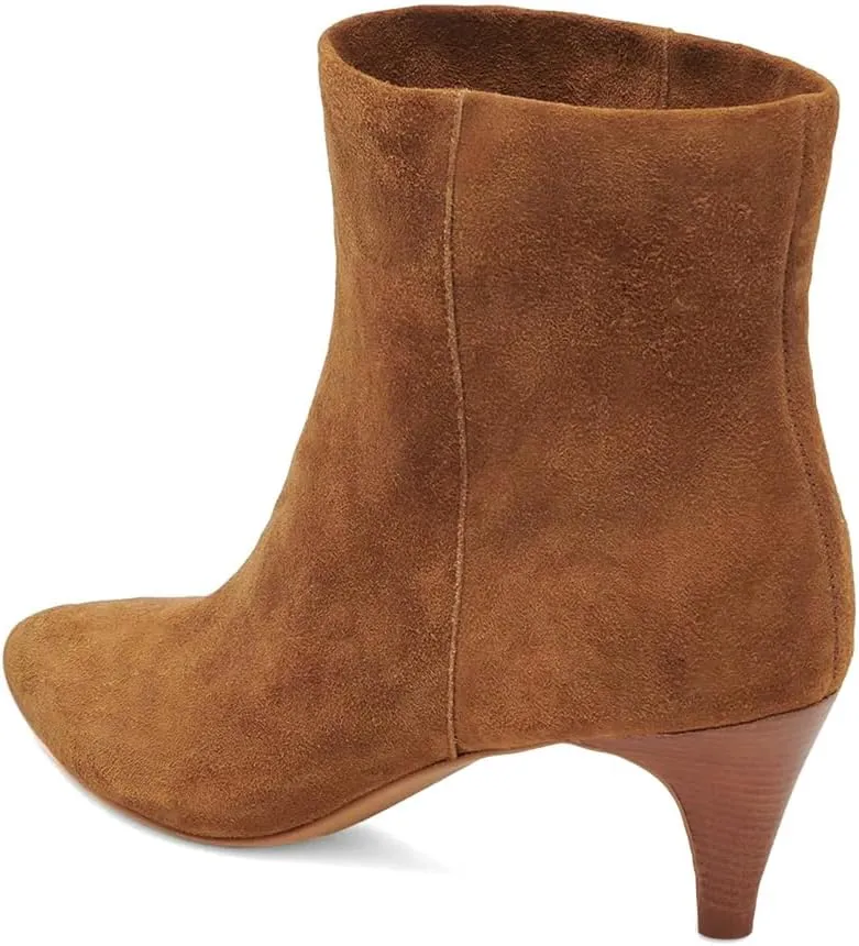 miss left Women Classic Kitten Heel Ankle Boots Pointed Toe Low Heel Wide Calf Pull On Booties Stylish Party Casual Shoes Size 4-16 US