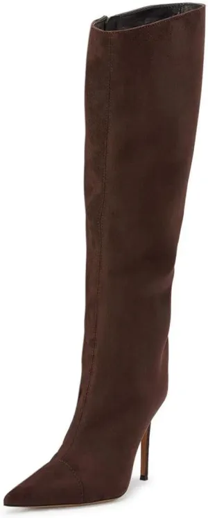 miss left Women Closed Pointy Toe Knee High Boots Wide Calf Stiletto High Heels Side Zippers Long Booties Comfy Event Leisure Shoes Size 4-16 US