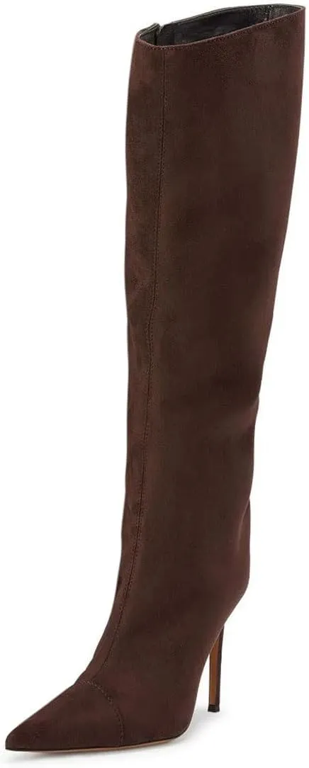 miss left Women Closed Pointy Toe Knee High Boots Wide Calf Stiletto High Heels Side Zippers Long Booties Comfy Event Leisure Shoes Size 4-16 US
