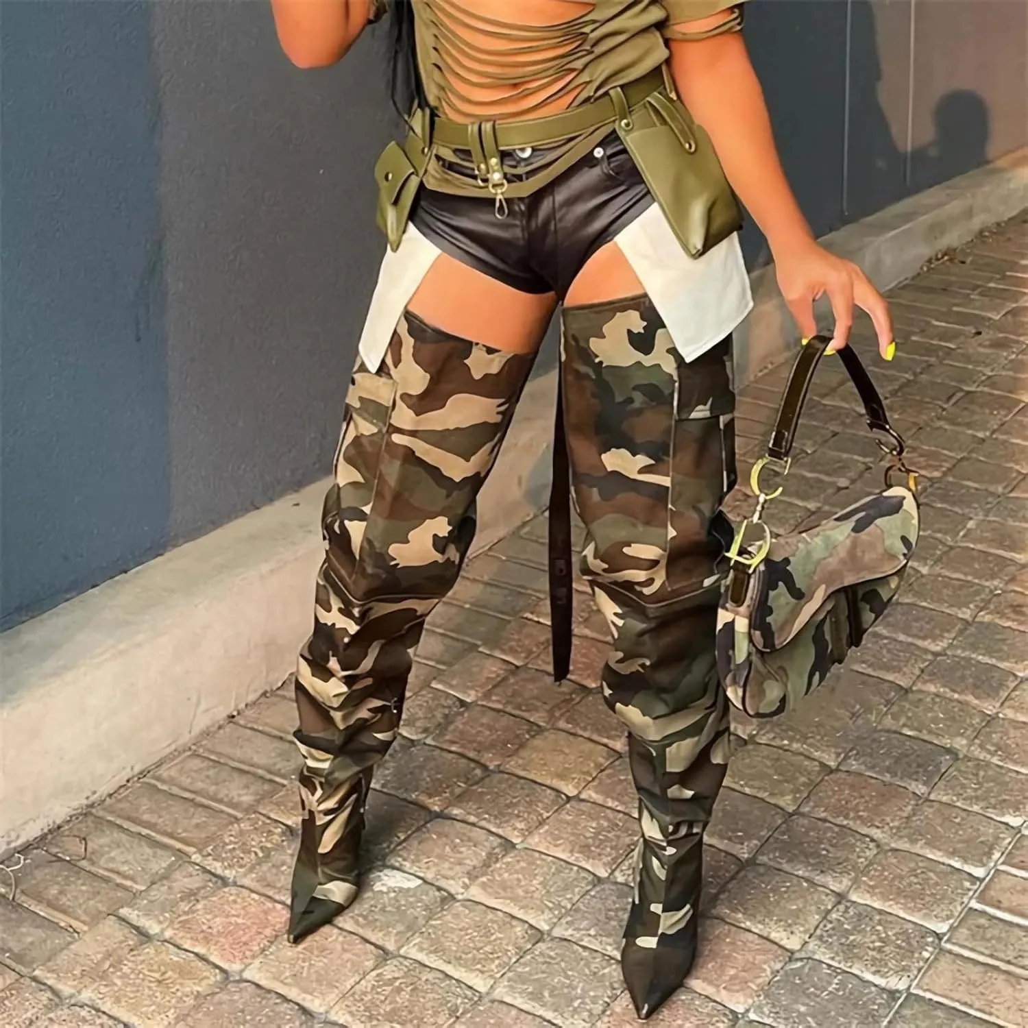 MissHeel Camo High Heel Thigh High Boots