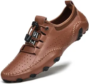 mitvr Men’s Casual Leather Loafers Shoes Penny Loafers Moccasin Flats Boat Shoes