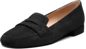 MODENCOCO Women's Loafers Comfortable Square Toe Flats Soft Women's Loafers & Slip-ons Fashion Suede Dress Shoes for Work Dating Casual