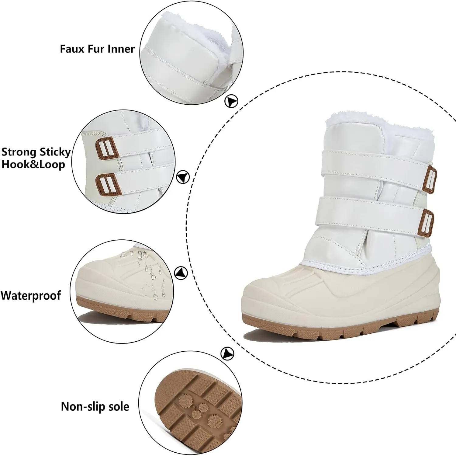 MORENDL Toddler Winter Snow Boots Waterproof Insulated Faux Fur Boys Girls Hiking Boots (Toddler/Little Kid)