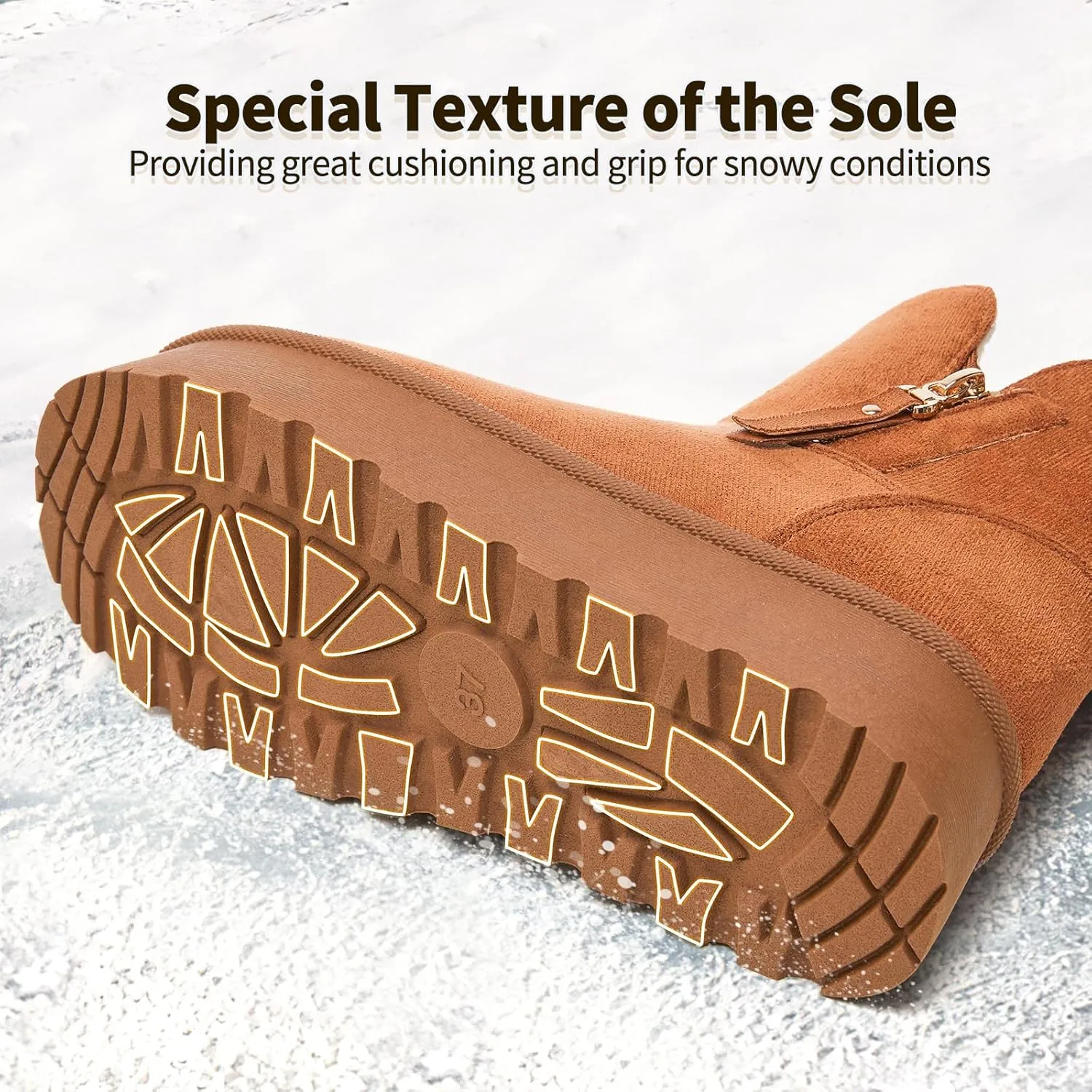Moudki Winter Boots for Women Warm Fur Lined Booties Platform Snow Boots for Women Ankle Booties Anti-Slip Outdoor Snow Boots
