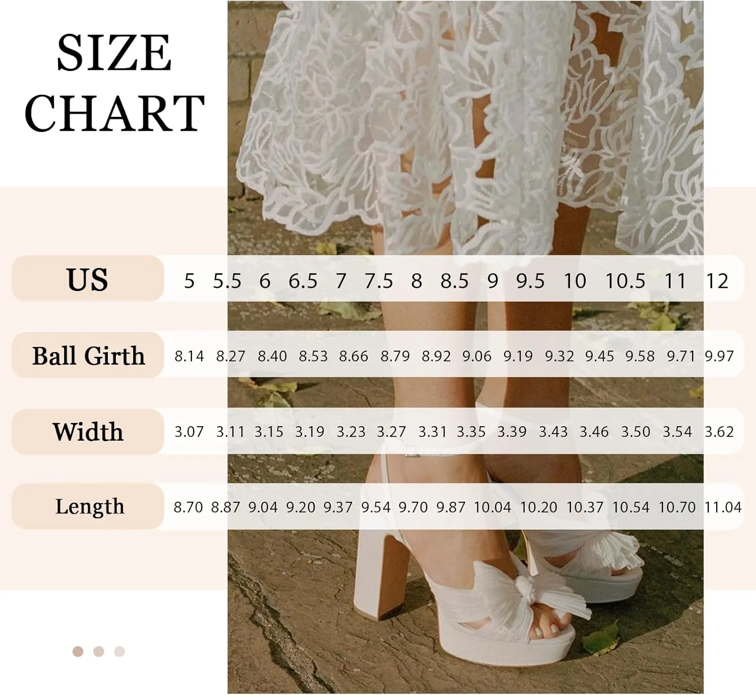 MUCCCUTE Bow Heels for Women Chunky Platform Heels with Ankle Strap Open Toe Heeled Sandals Bridal Wedding Dressy Shoes