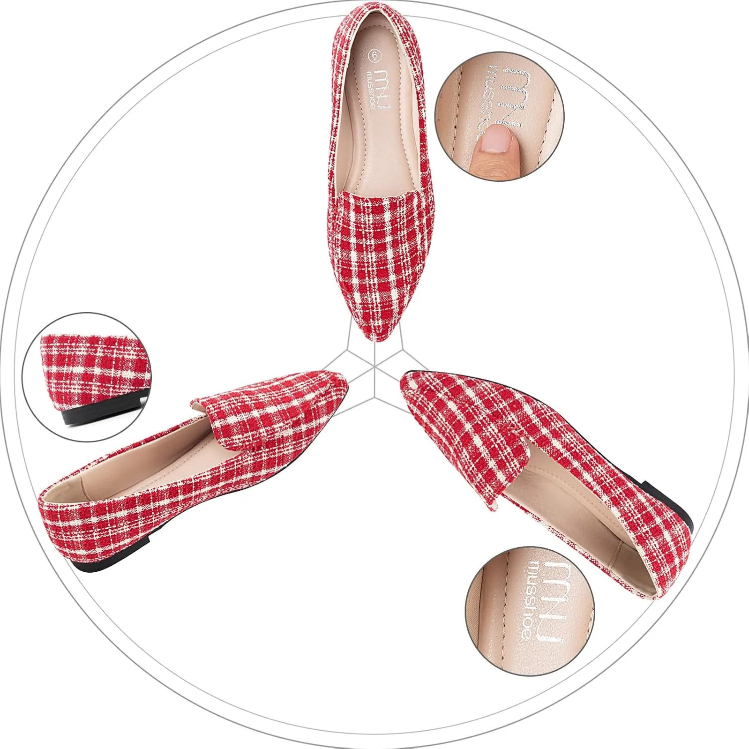 MUSSHOE Loafers for Women Comfortable Pointed Toe Memory Foam Women's Loafers