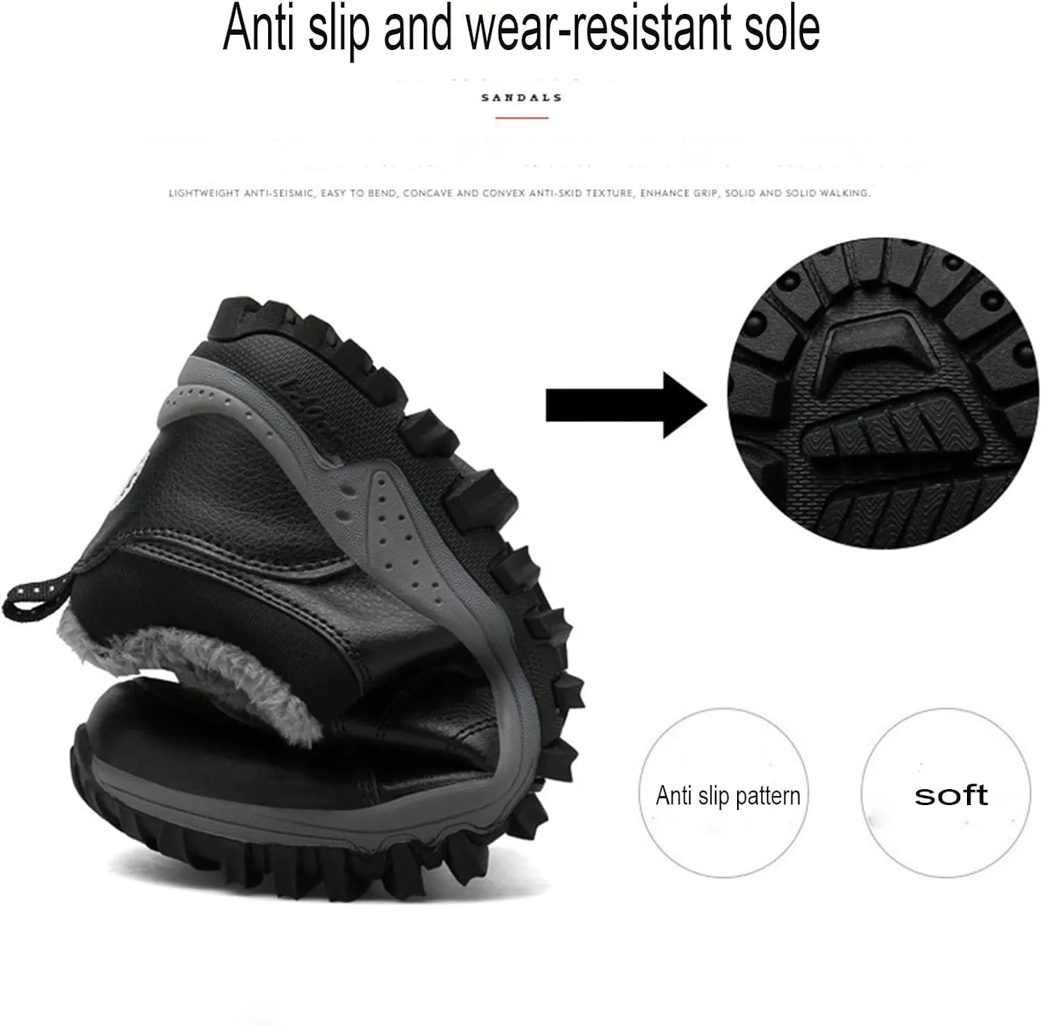 Myallfeet Men's Winter Outdoor Sports Plush Loafers Cotton Shoes Fashionable Casual Fur Insulated and Anti Slip Snow Shoes