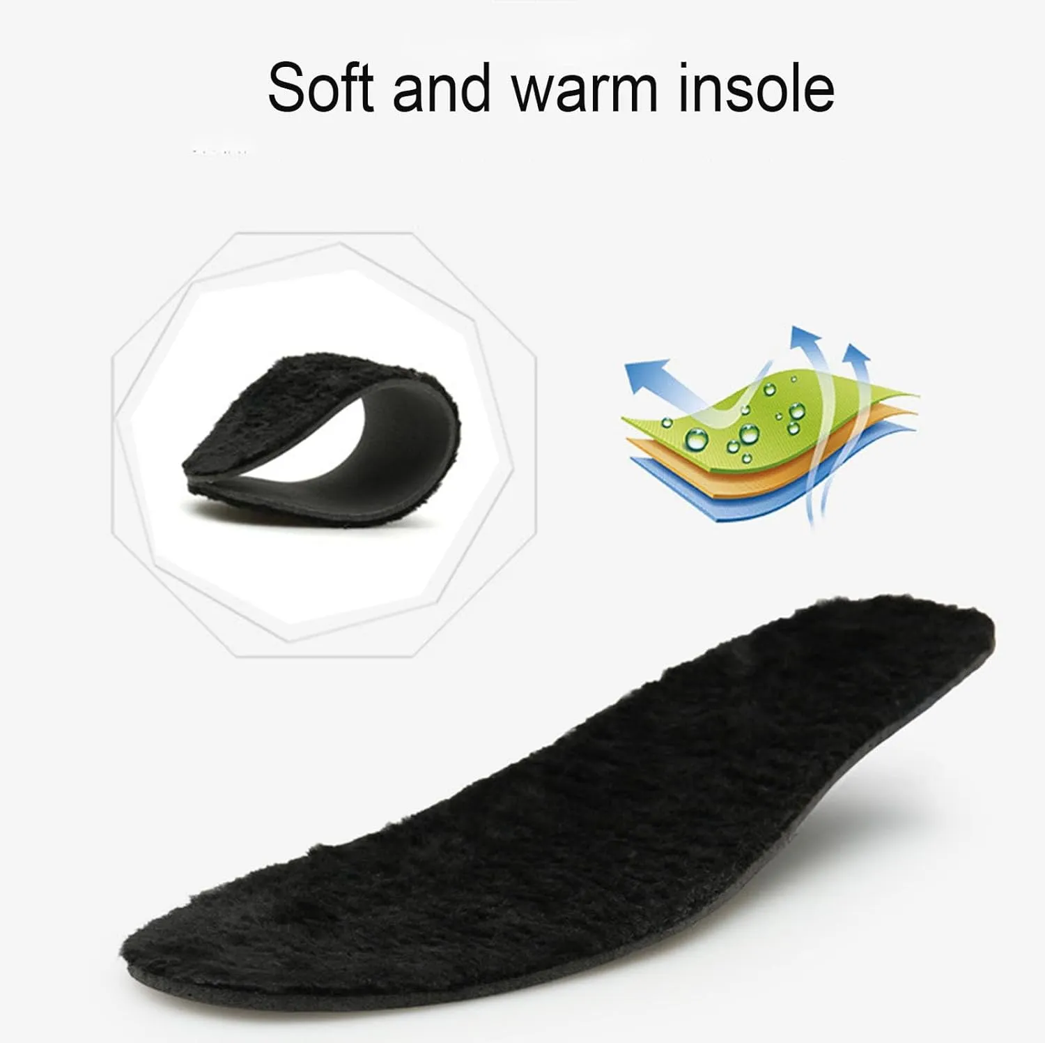 Myallfeet Men's Winter Outdoor Sports Plush Loafers Cotton Shoes Fashionable Casual Fur Insulated and Anti Slip Snow Shoes