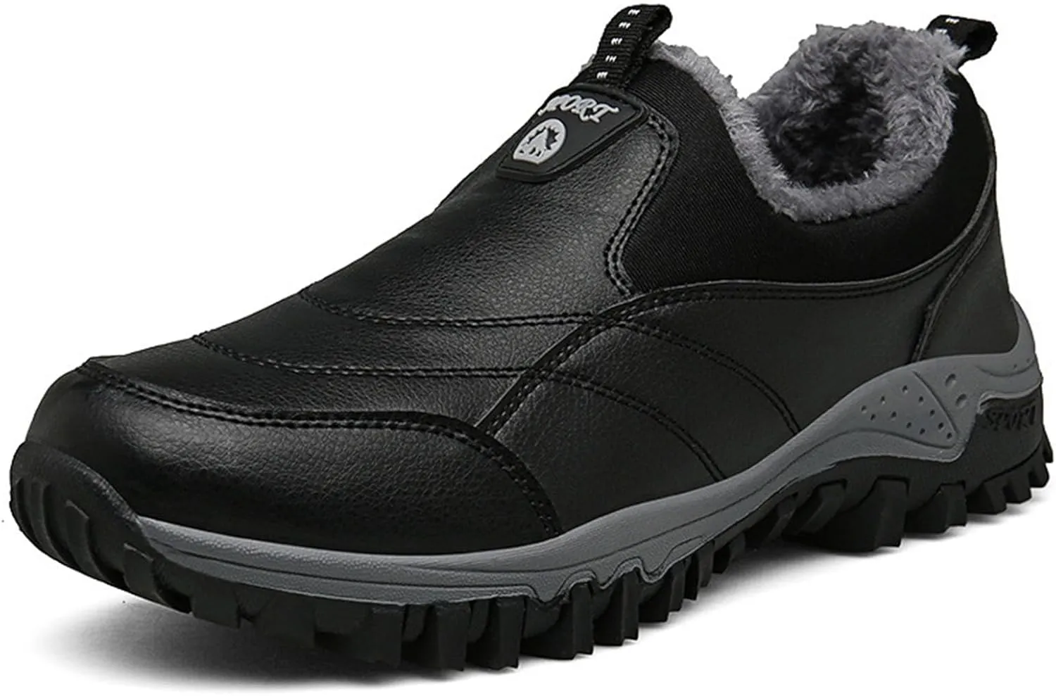 Myallfeet Men's Winter Outdoor Sports Plush Loafers Cotton Shoes Fashionable Casual Fur Insulated and Anti Slip Snow Shoes