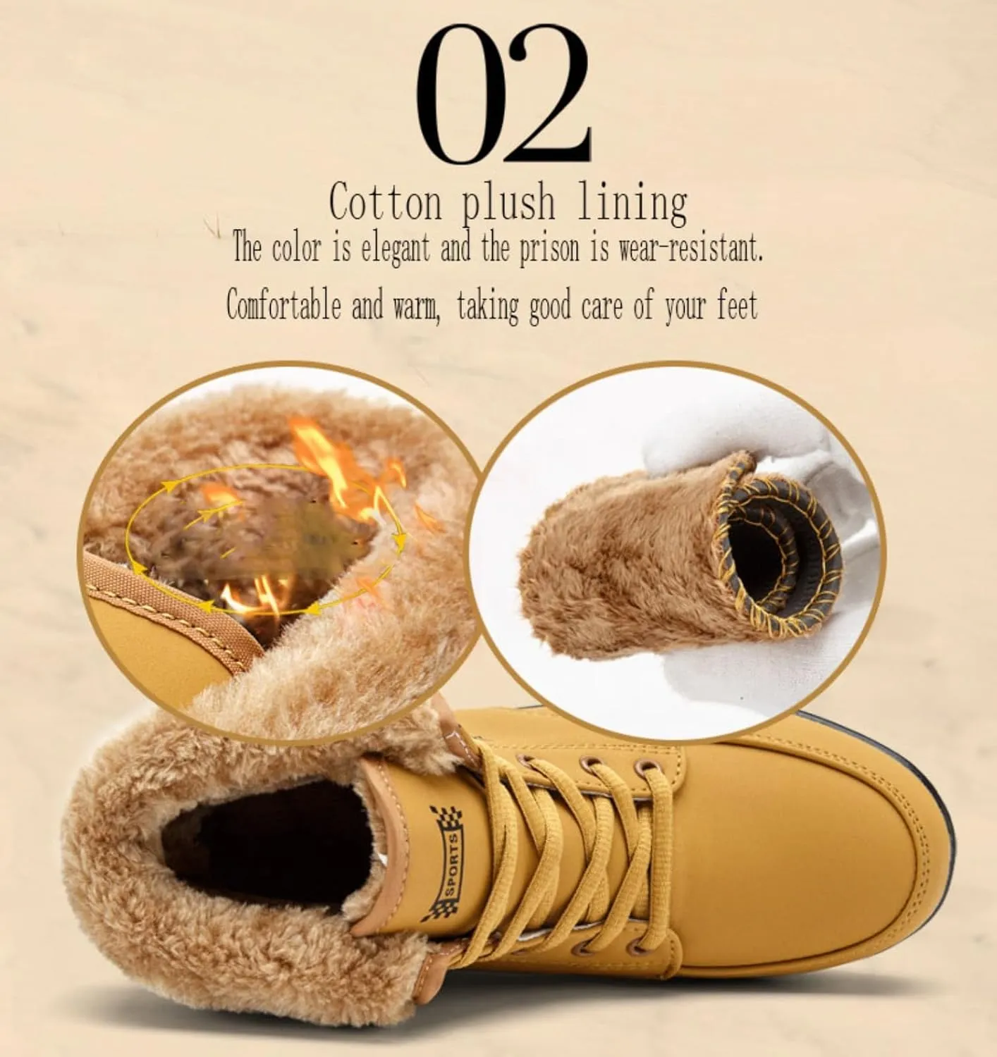 Myallfeet Women's Thermal Fur Lined Thick Sole Rocker Shoes Fashionable, Comfortable, Non-Slip, Warm Winter Sneakers Cotton Thickened Snow Boots