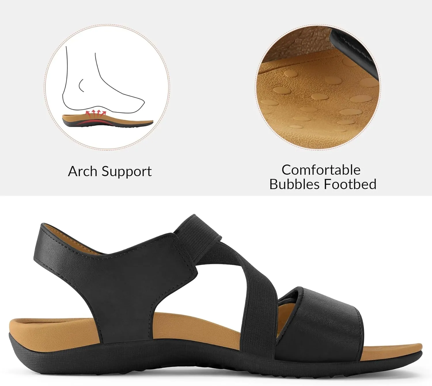 mysoft Women's Arch Support Sandals Orthotic Comfortable Walking Sandals Lightweight Athletic Outdoor Hiking Shoes
