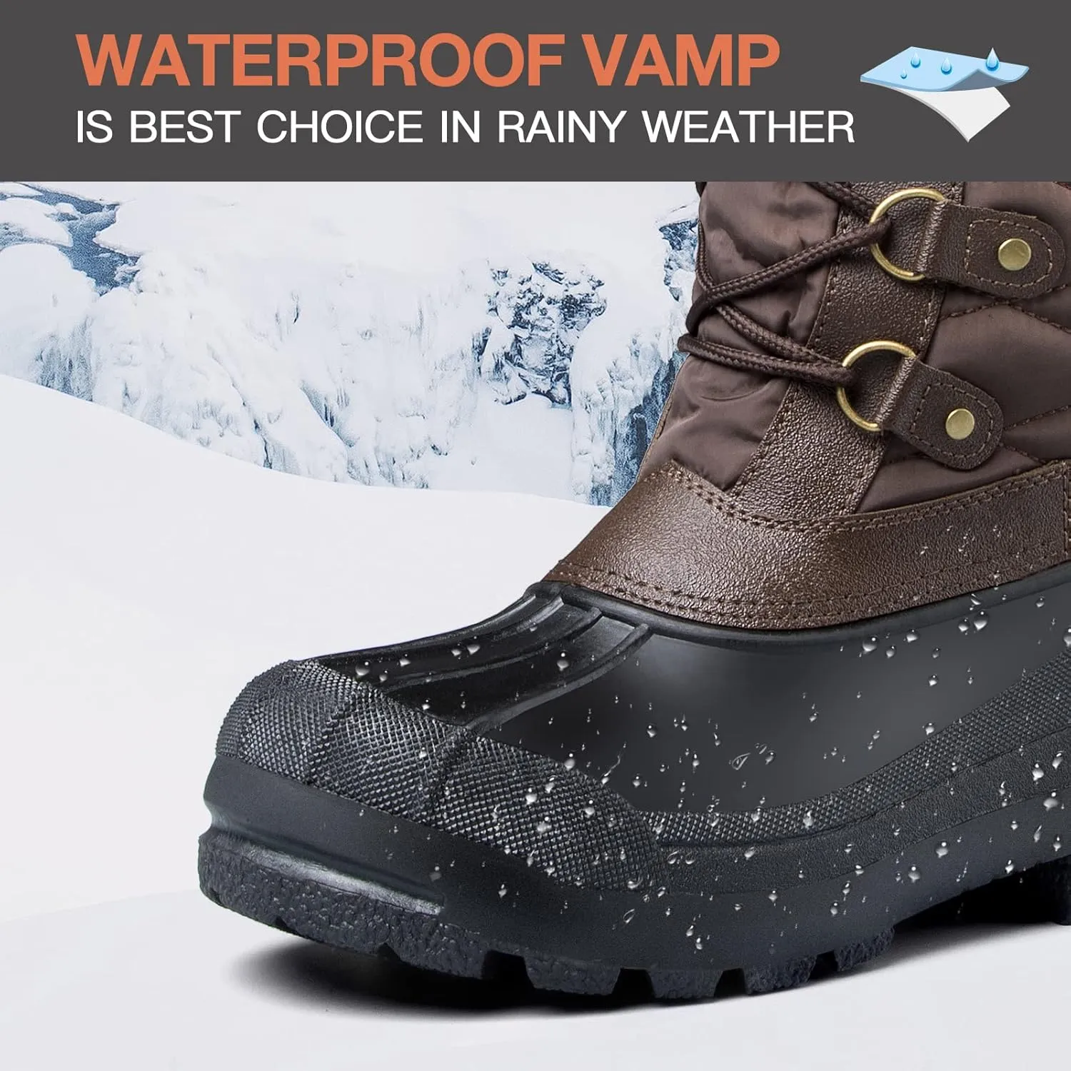 mysoft Women's Snow Boots Warm Insulated Faux Fur Lined Waterproof Mid-Calf Winter Boots