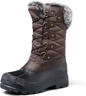 mysoft Women's Snow Boots Warm Insulated Faux Fur Lined Waterproof Mid-Calf Winter Boots