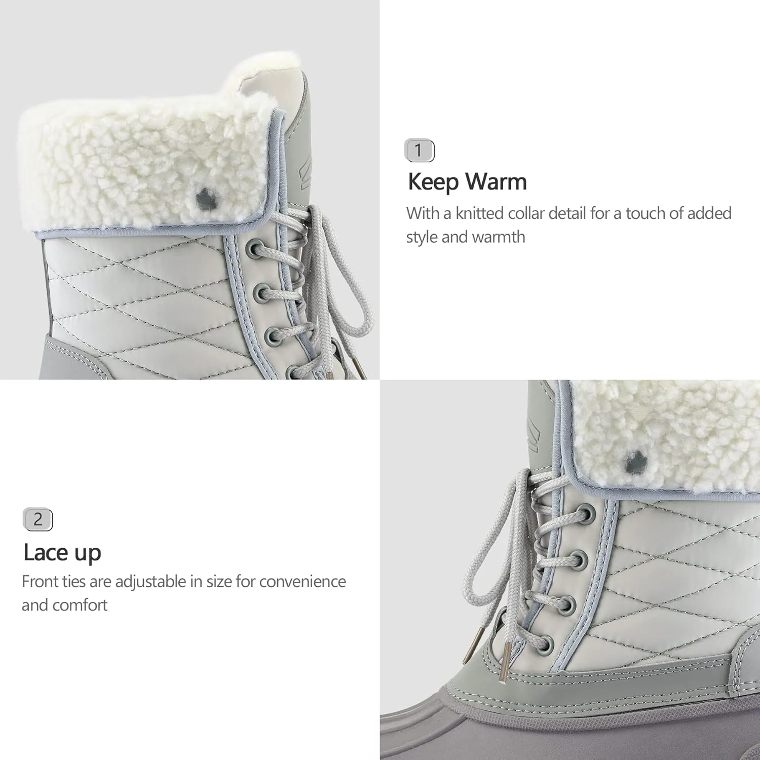 mysoft Women's Waterproof Snow Boots Insulated Warm, Lace-Up Winter Mid Calf Duck Boots for Outdoor
