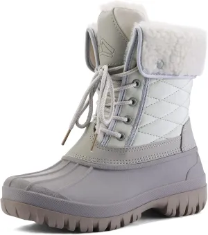 mysoft Women's Waterproof Snow Boots Insulated Warm, Lace-Up Winter Mid Calf Duck Boots for Outdoor
