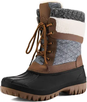 mysoft Women's Winter Snow Boots Waterproof Insulated Mid-Calf Booties, Fur-lined Lace Up Shoes for Outdoor