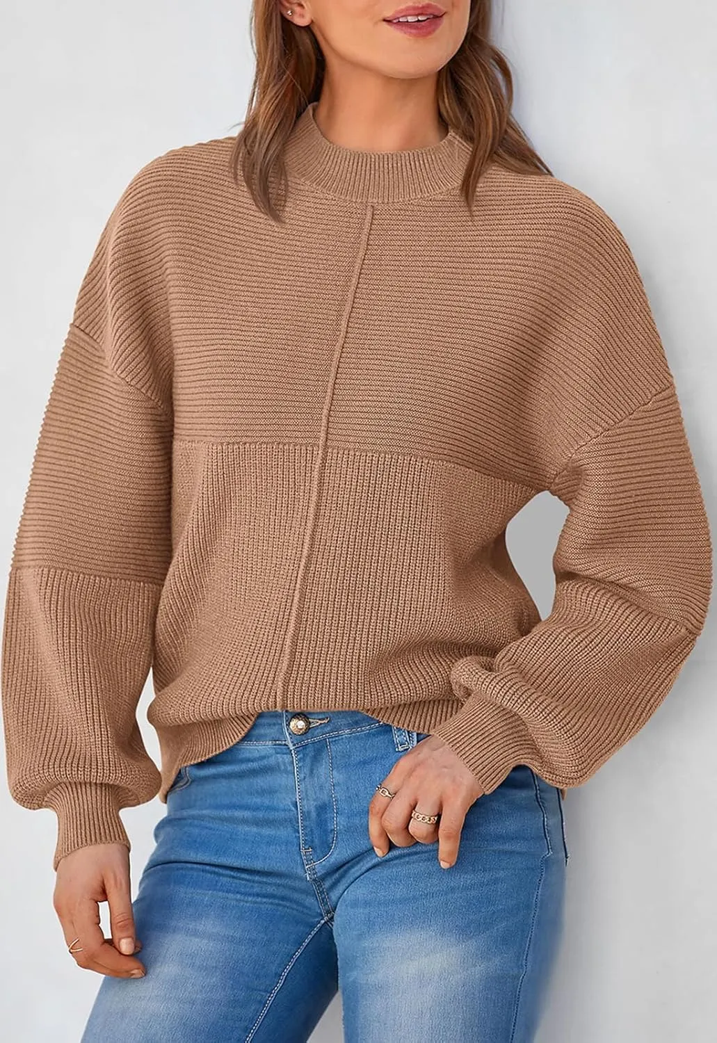 NALANISA Womens Fall Winter Sweaters 2024 Long Sleeve Crewneck Ribbed Knit Chunky Pullover Sweater Tops Fashion Clothes