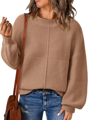 NALANISA Womens Fall Winter Sweaters 2024 Long Sleeve Crewneck Ribbed Knit Chunky Pullover Sweater Tops Fashion Clothes