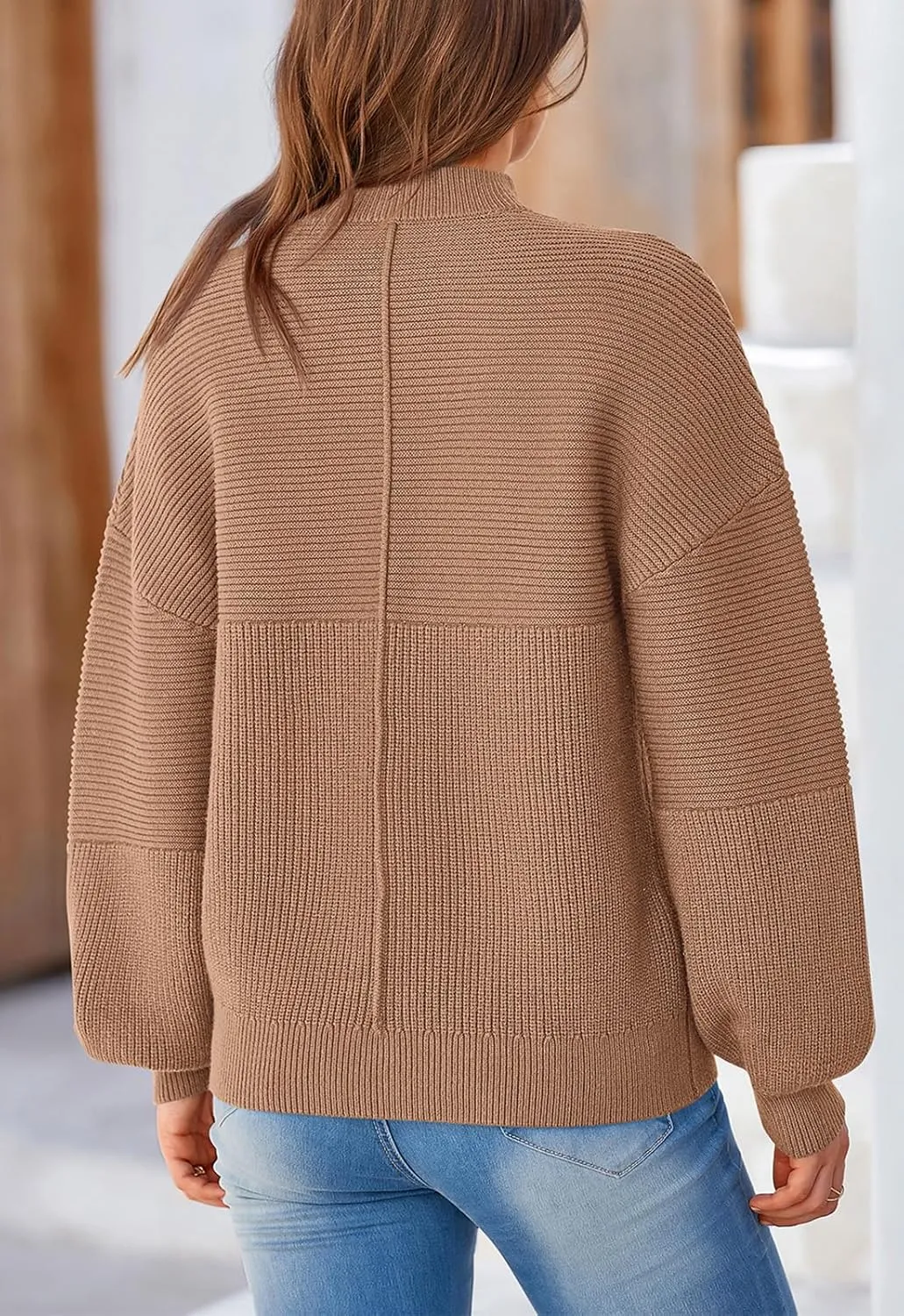 NALANISA Womens Fall Winter Sweaters 2024 Long Sleeve Crewneck Ribbed Knit Chunky Pullover Sweater Tops Fashion Clothes