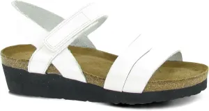 NAOT Kayla Women's Sandals – 3-Strap Support with Backstrap, Cork-Latex Footbed, Arch Support – Comfortable for All-Day Walking White Leather 6-6.5 N-M US